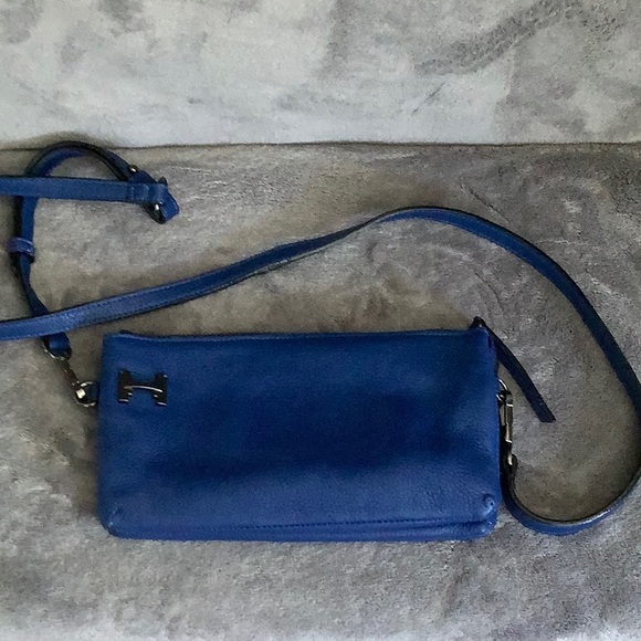 Halston Heritage Handbags - Halston Heritage Blue Leather Zipper Crossbody Bag